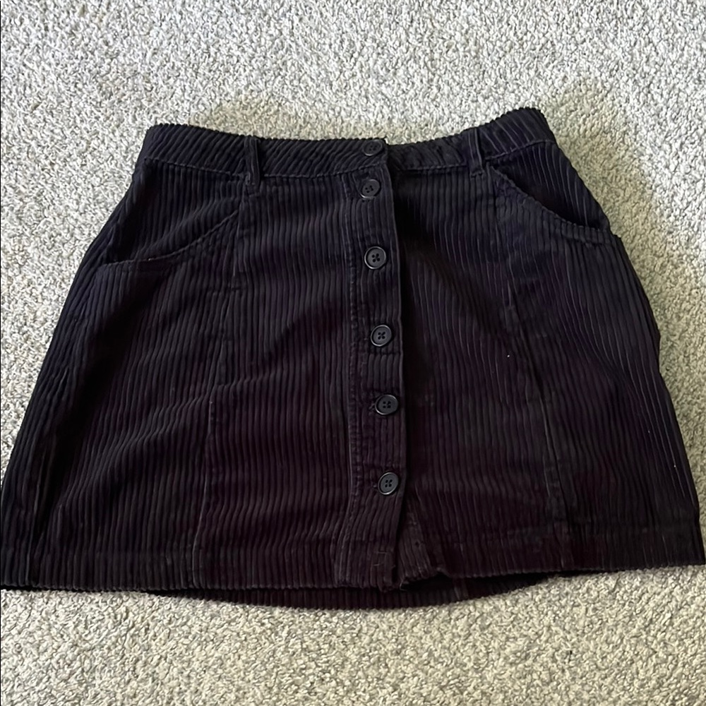 Forever 21 Black A-Line Ribbed Mini Skirt